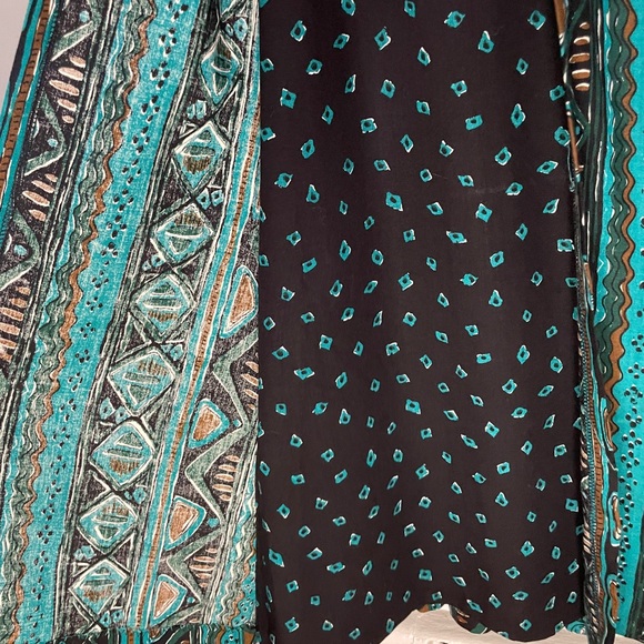 VINTAGE 90s Alix Taylor Jamie Brooke Geometric Patterned Maxi Dress - Picture 4 of 8